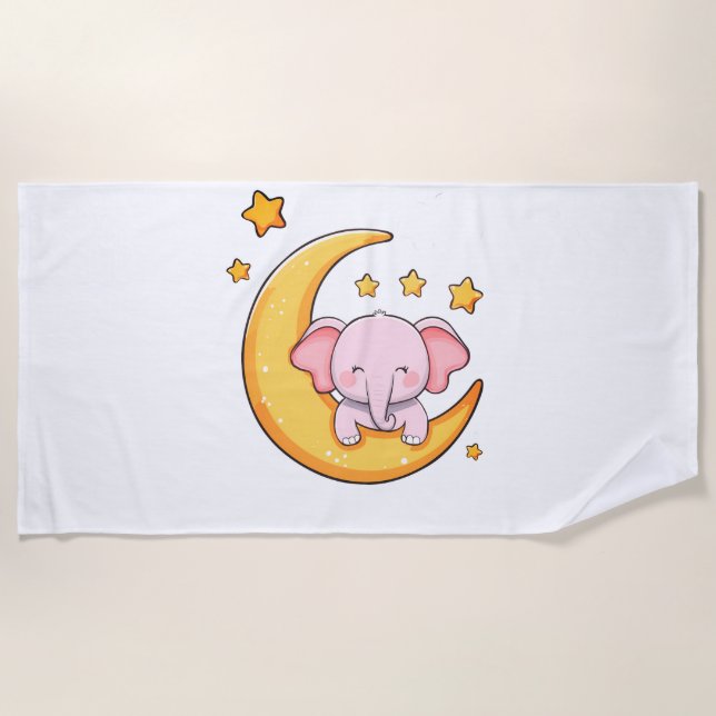 Toalha De Praia Elefante-bebê rosa (Frente)