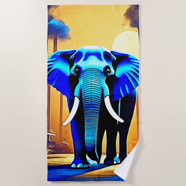 Toalha De Praia Elefante Místico: Jornada da Floresta Sunset (Frente)