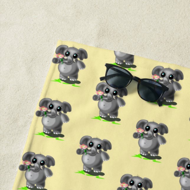 Toalha De Praia Elefantes Bonitos com Torre de Praia Flor (In Situ)