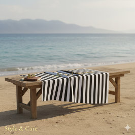 Toalha De Praia Elegant Black White Stripe Towel Personalized Name