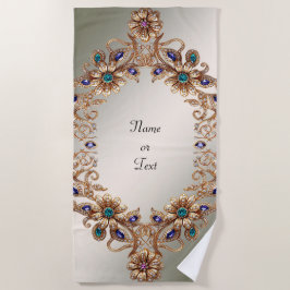 Toalha De Praia Elegant Gold Jewel Flowers Beach Towel