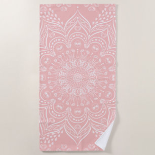 Toalha De Praia Elegante Boho Mandala Blush Pink