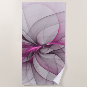 Toalha De Praia Elegante Caos Moderno, Abstrato, Arte Fractal Rosa