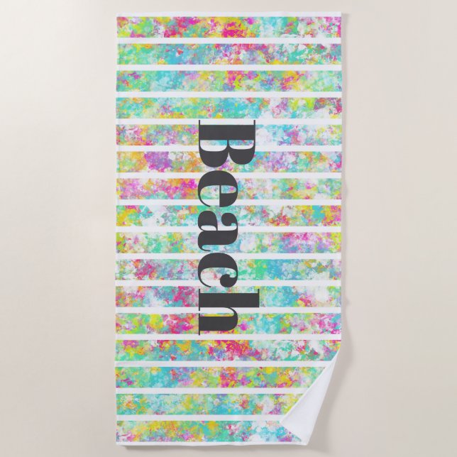 Toalha De Praia Elegante texto moderno sobre a aquarela alcitrante (Frente)