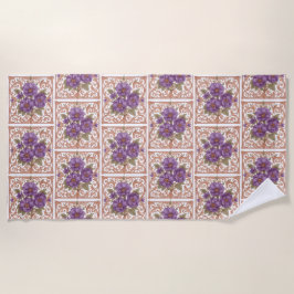 Toalha De Praia Elegante Vintage Nouveau Floral