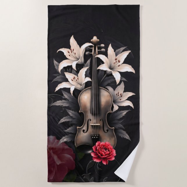 Toalha De Praia Elegy for a Fallen Song – Romantic Gothic Violin  (Frente)
