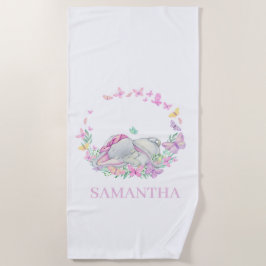 Toalha De Praia Elephant PINK BUTTERFLY Beach Towel