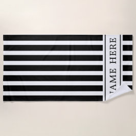 Toalha de praia em branco-preto personalizado com 