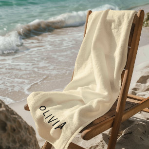 Toalha de Praia em Creme Personalizada Nome Pers