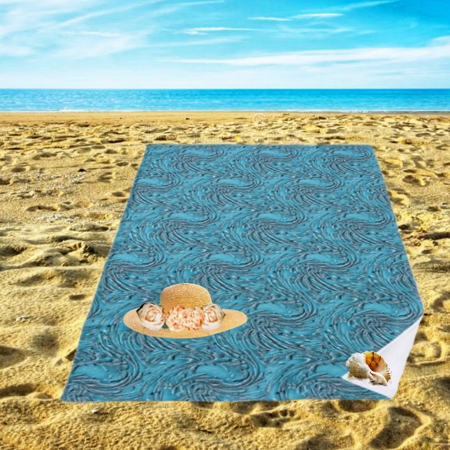 Toalha De Praia Embalado Em Teal (Textured, editing, resembles carved stone, in this Embossed In Teal Beach Towel, design!)