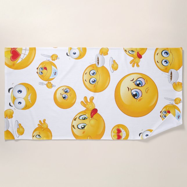 Toalha De Praia Emoji Pattern (Frente)
