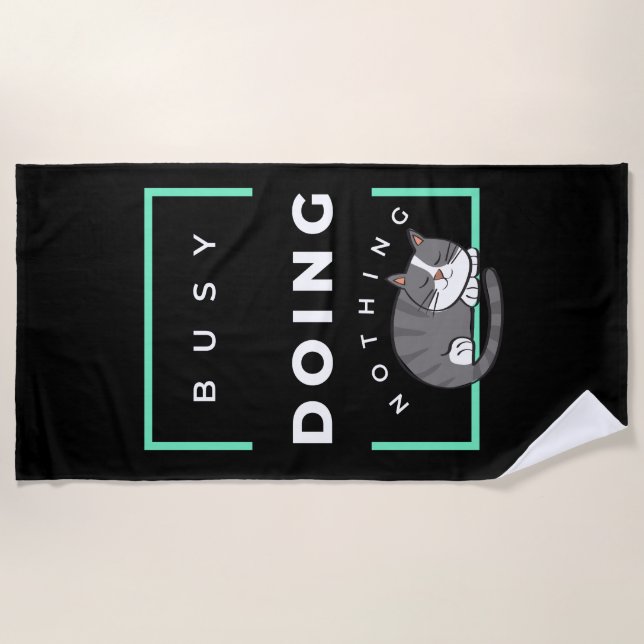 TOALHA DE PRAIA EMPRESA DE GATO ENGRAÇADO NÃO FAZENDO NADA (Frente)