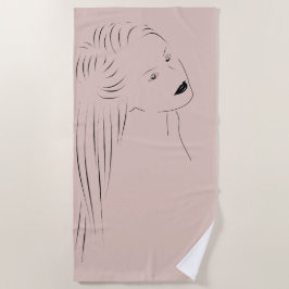 Toalha De Praia Encantando Arte de Linha Negra Visual Feminino