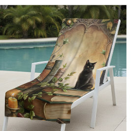 Toalha De Praia Enchanted Black Cat Library