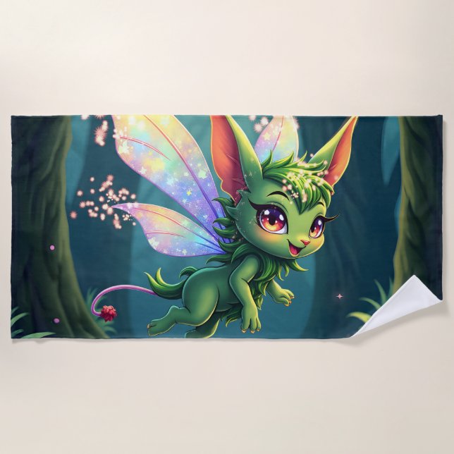 Toalha De Praia Enchanted Fairy Critter – Magical Forest Sprite  (Frente)