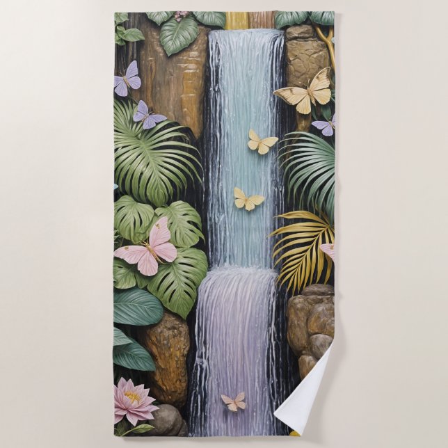 Toalha De Praia Enchanted Falls Oasis (Frente)