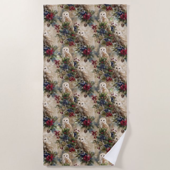 Toalha De Praia Enchanting Floral Owl (Frente)
