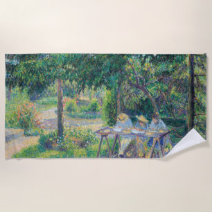 Toalha De Praia Enfants attablés dans le jardin Camille Pissarro