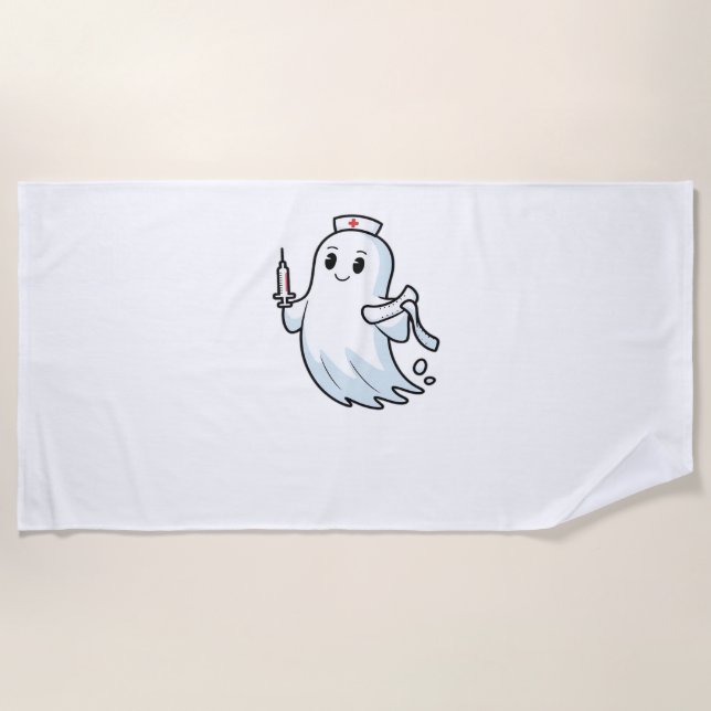 Toalha De Praia Enfermeira fantasma Clássica T-Shirt_1 (Frente)