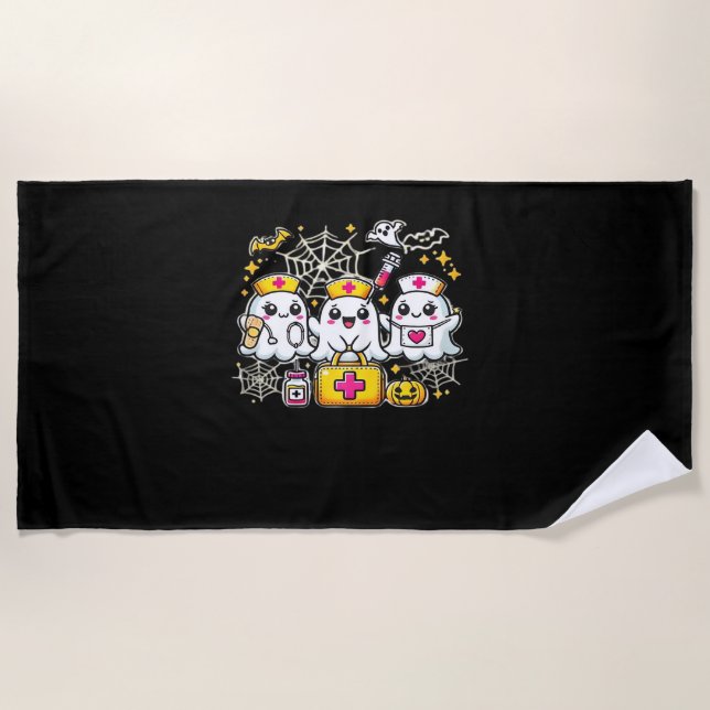 Toalha De Praia Enfermeira Fantasma de Halloween Bastante com Kit  (Frente)