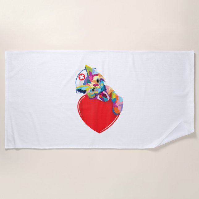 Toalha De Praia Enfermeira Gato Camisas Homens Gatos Sobreviventes (Frente)