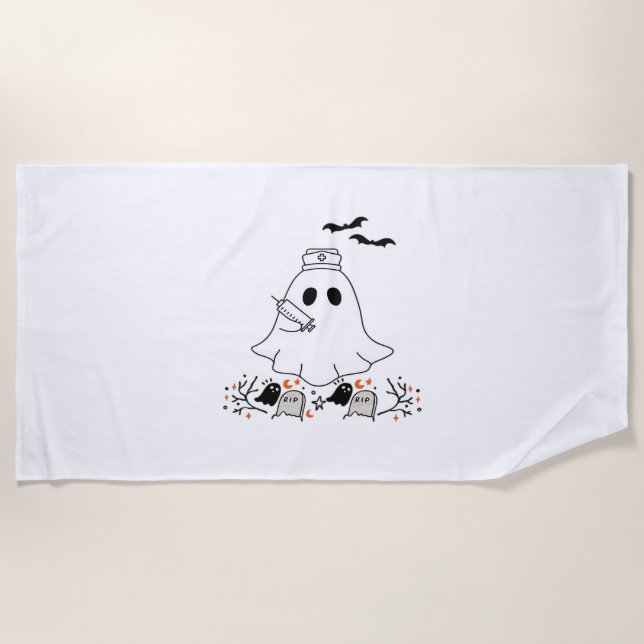 Toalha De Praia Enfermeira Ghost Cute Halloween Design Classic T S (Frente)