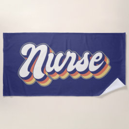Toalha De Praia Enfermeira Retro Blue Beach Towel