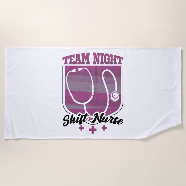 Toalha De Praia Enfermeiro de Trocas Noturnas da Equipe (Frente)