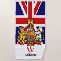 England Royal Crest Monograma Beach Towel