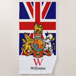 Toalha De Praia England Royal Crest Monograma Beach Towel