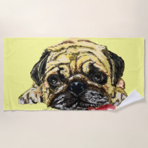 Toalha de praia engraçada com cão-canalha - cores 