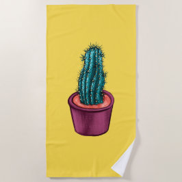 Toalha De Praia Engraçado Cactus Pote Amarelo Trippy Psychedelic