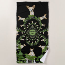 Toalha De Praia Engraçado Chihuahua Cachorro Cute Tan Branco Psice