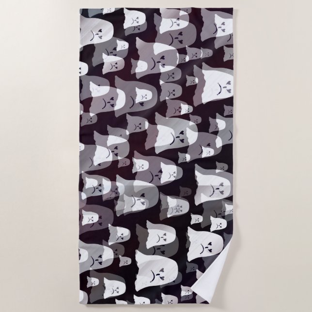 Toalha De Praia engraçado, fantasmas, fantasma, halloween, brilhan (Frente)