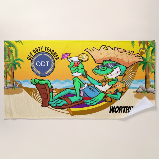 Toalha De Praia Engraçado Iguana School / Teacher Beach Towel (Frente)