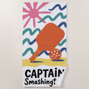 Toalha De Praia Engraçado Pickleball CAPTAIN Smashingtion Beach To