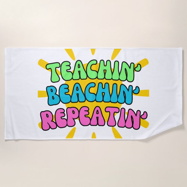 Toalha De Praia Ensino, Beachin, Repetindo com Sol (Frente)