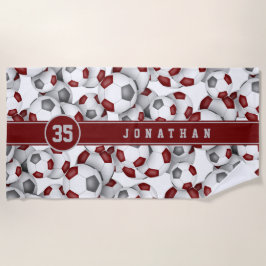 Toalha De Praia Equipe de futebol para crianças da cinza Maroon co