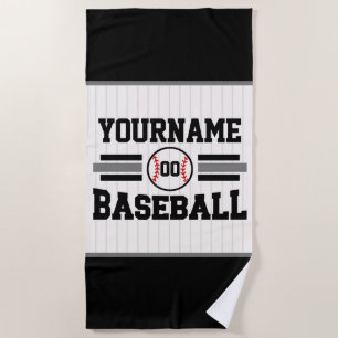 Toalha De Praia Equipe de NOME Personalizada do Jogador de Basebal