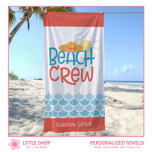 Toalha De Praia Equipe de Praia Estilo Retrô Personalizável