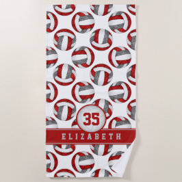 Toalha De Praia equipe de vôlei da cinza vermelha colorido costume