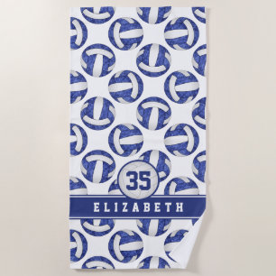 Toalha De Praia equipe de voleibol branco azul personaliza meninas