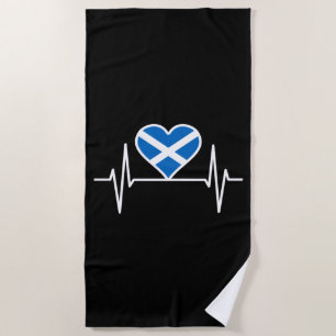Toalha De Praia Escócia - Scotland Flag Heartbeat