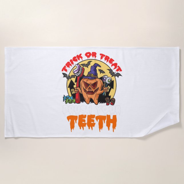 Toalha De Praia Escove Seus Dentes Higienista Dental Engraçado Pun (Frente)