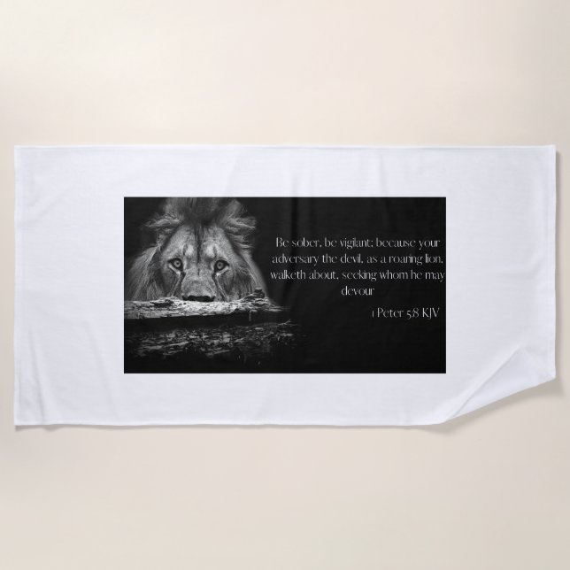 Toalha De Praia Escritura Versa bíblia 1 Peter 5:8 KJV Beach Towel (Frente)
