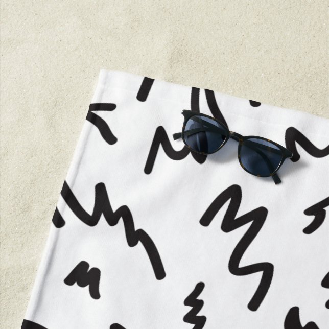 Toalha De Praia Escuro e branco modernos elegantes (In Situ)