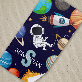 Toalha De Praia Espaço Personalizado de Astronauta Infantil de Ver
