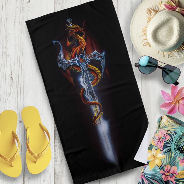 Toalha De Praia Espada do Dragão Vermelho Fantasia (Criador carregado)