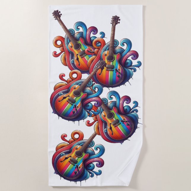 Toalha De Praia Espalhar a Arte da Parede de Madeira de Som (Frente)