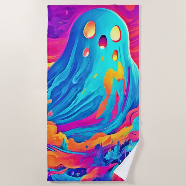 Toalha De Praia Espectral Ghost Halloween Art (Frente)